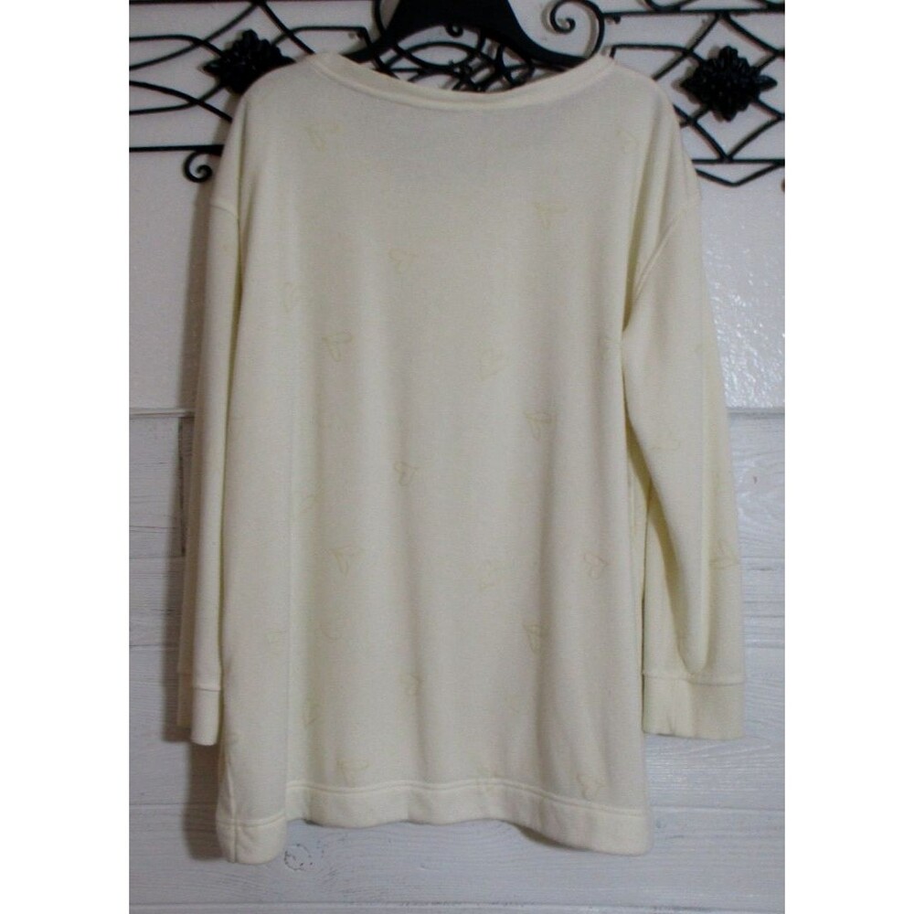 Jane & Delancey Women's Fleece Top Size L Long Sleeve Ivory Round Neck - Picture 2 of 5